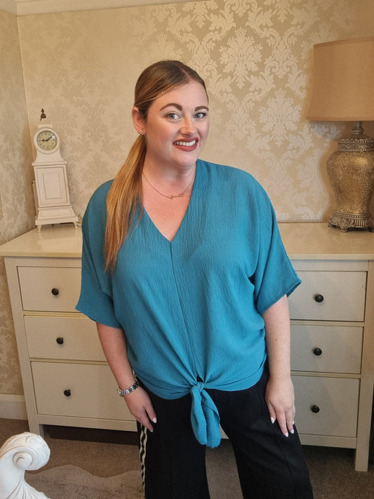 Jodie Tie Front Top - Teal