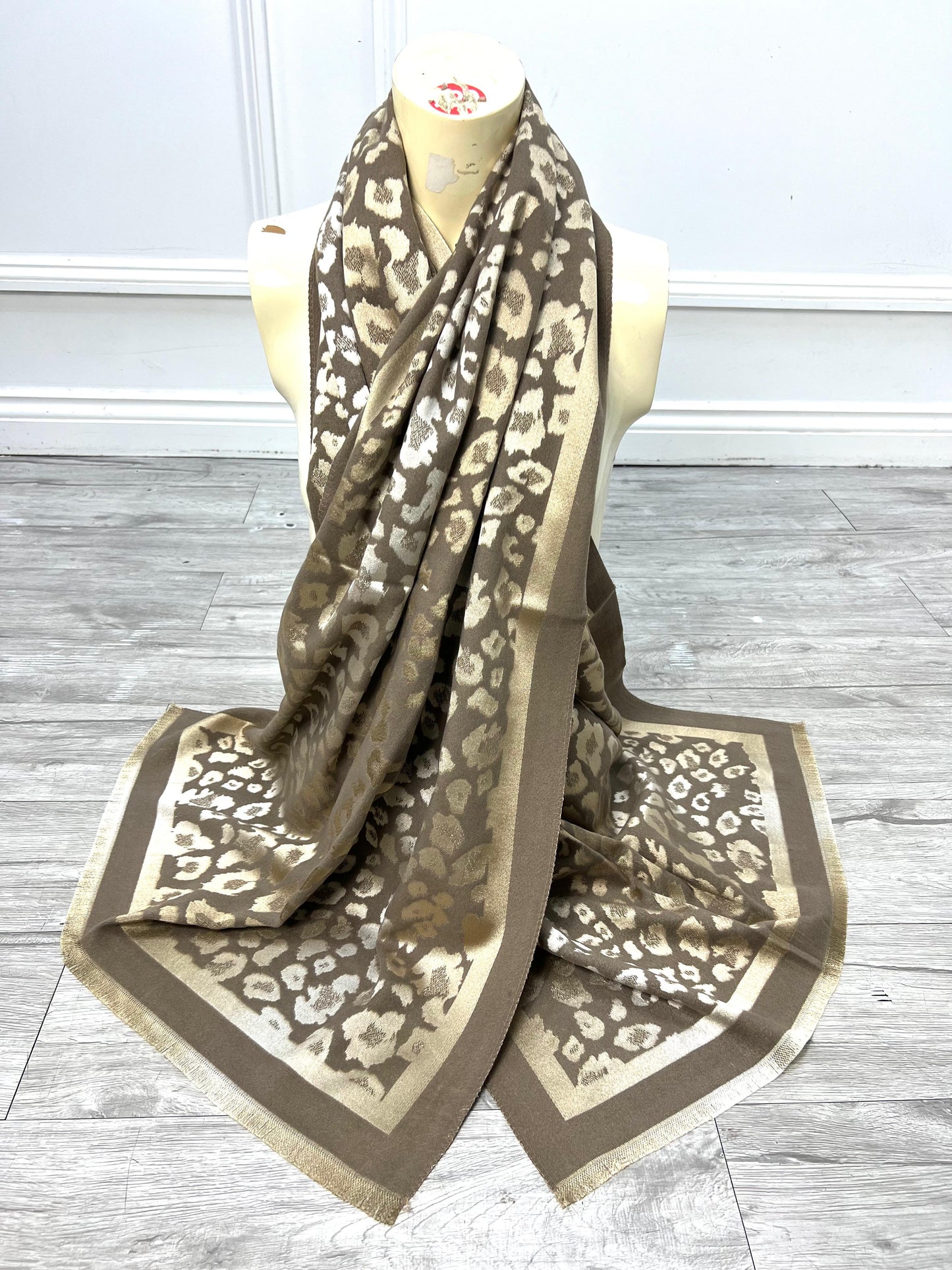 Leopard Print Scarf - Mocha